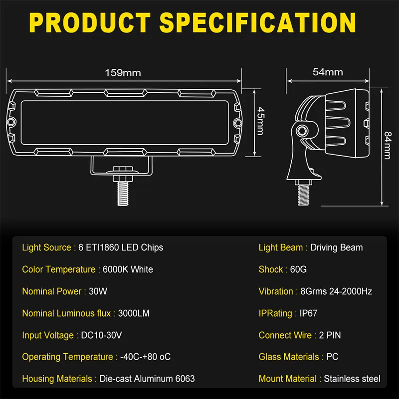 6D-Linsen-LED-Lichtleiste 6 Zoll LED-Leuchte Offroad-Fahrlicht Arbeitslampe Nebelscheinwerfer für Niva Lada 4X4 ATV SUV LKW Traktor 12V 24V – Detail 23