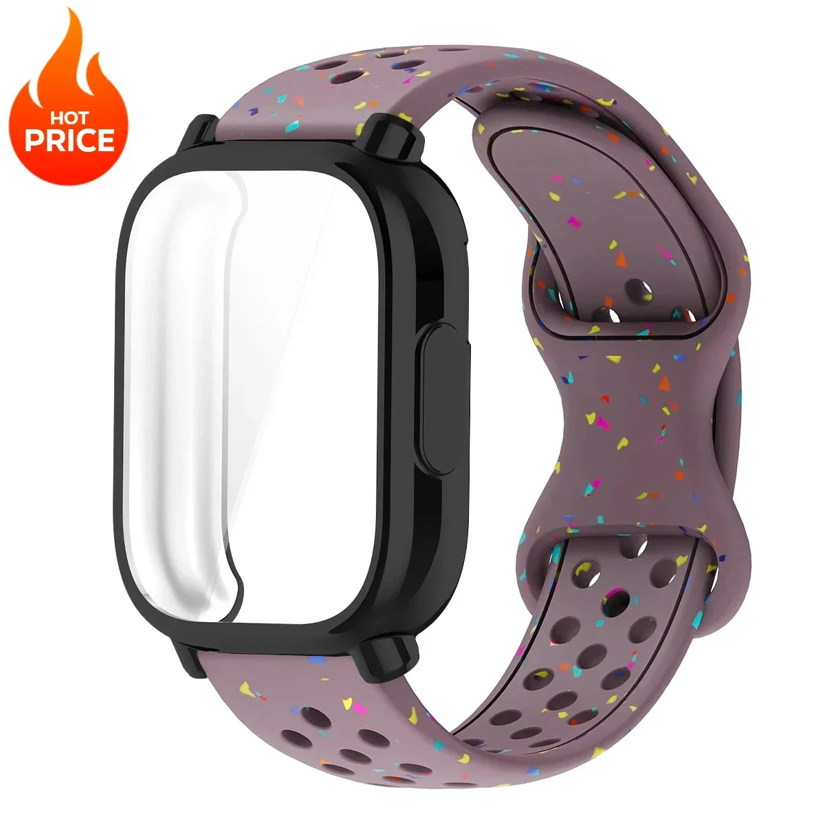 Enhanced Silicone Strap and TPU Protector Case for Full-Screen Coverage - Breathable Sports Band Design