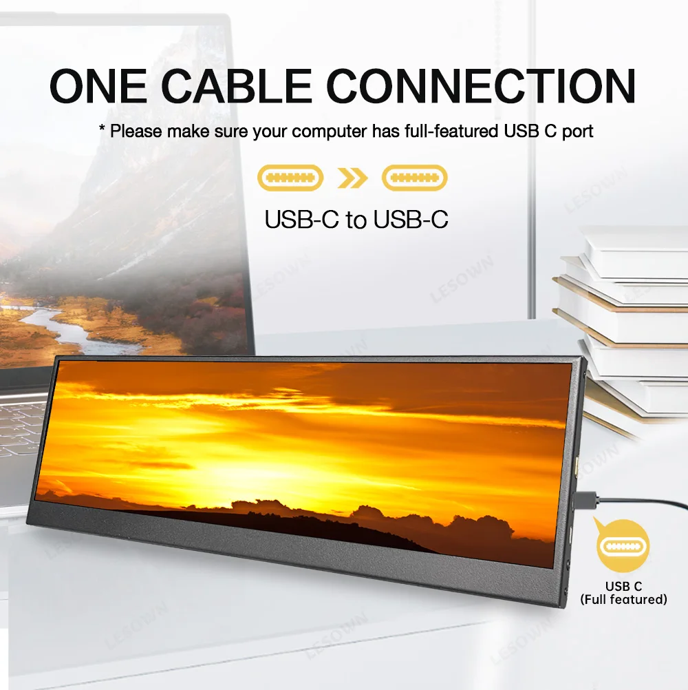 LESOWN  ,  HDMI ġ ũ, ޴ µ PC  г ÷, IPS 1920x550,   Aida64 , 14.1 ġ