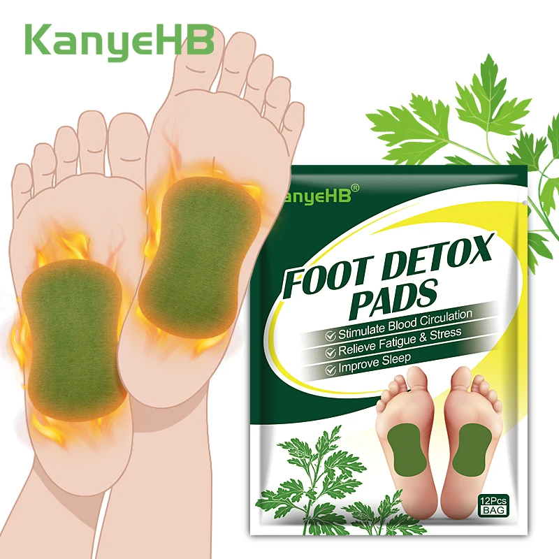 Wormwood Ginger Foot Detox Patch 12pcs Relieve Stress Help Sleeping Body Toxins Cleansing Slimming Pads Body Detox Weight Loss pain relief patch