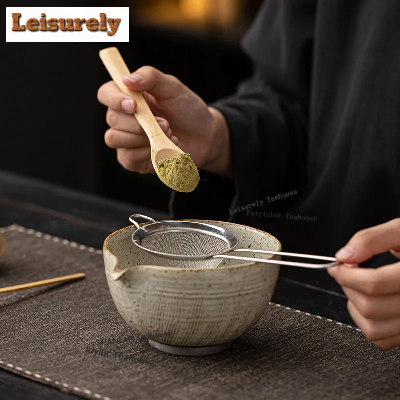 Tao Ye Matcha Set Eight-piece Coarse Pottery Kiln-change Ceramic Tea Bowl Hundred Book Stand Whisk Imitation Song Drinkware Gift