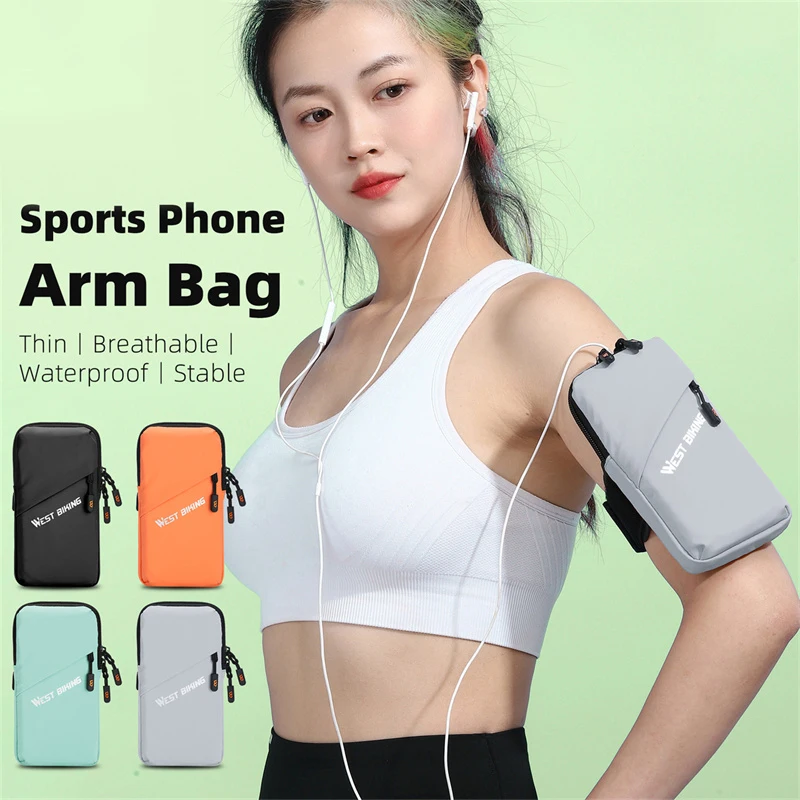 WEST BIKING Running Phone Arm Bag Waterproof Sports Armband 7.0" Phone Pouch for Jogging Fitness Cycling Universal Accessories