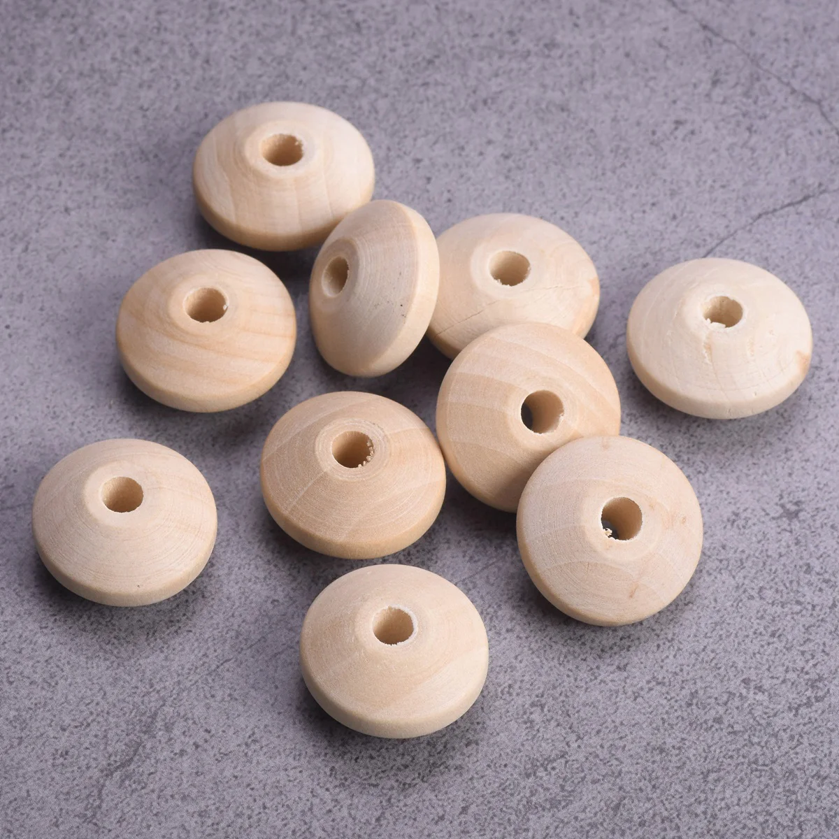 10pcs Rondelle 22x12mm Natural Wood Loose Woodcraft Beads For Handcraft DIY Jewelry Making