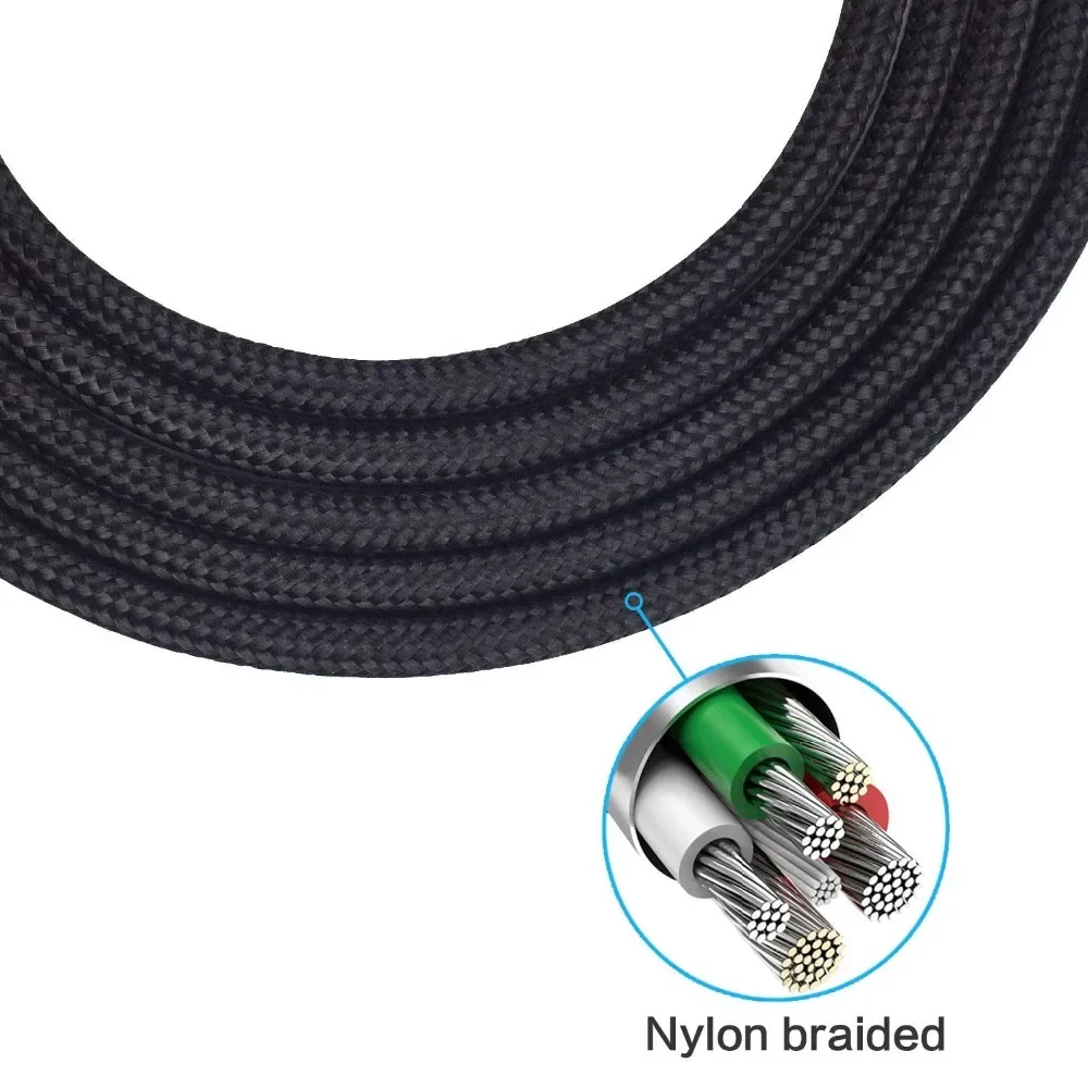 YAYINCC Replacement 3.5MM to 2.5MM Earphone Upgrade Cable Nylon Braided Cable Extension Cord For AKG K361 K361BT K361-BT headset