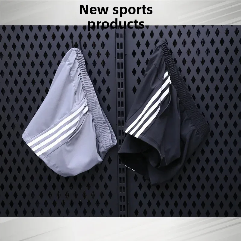Spring Summer Stripe Gym Running Casual Loose Quick Dry Morning Run Fitness False Two-Piece Shorts Women's Sportswear