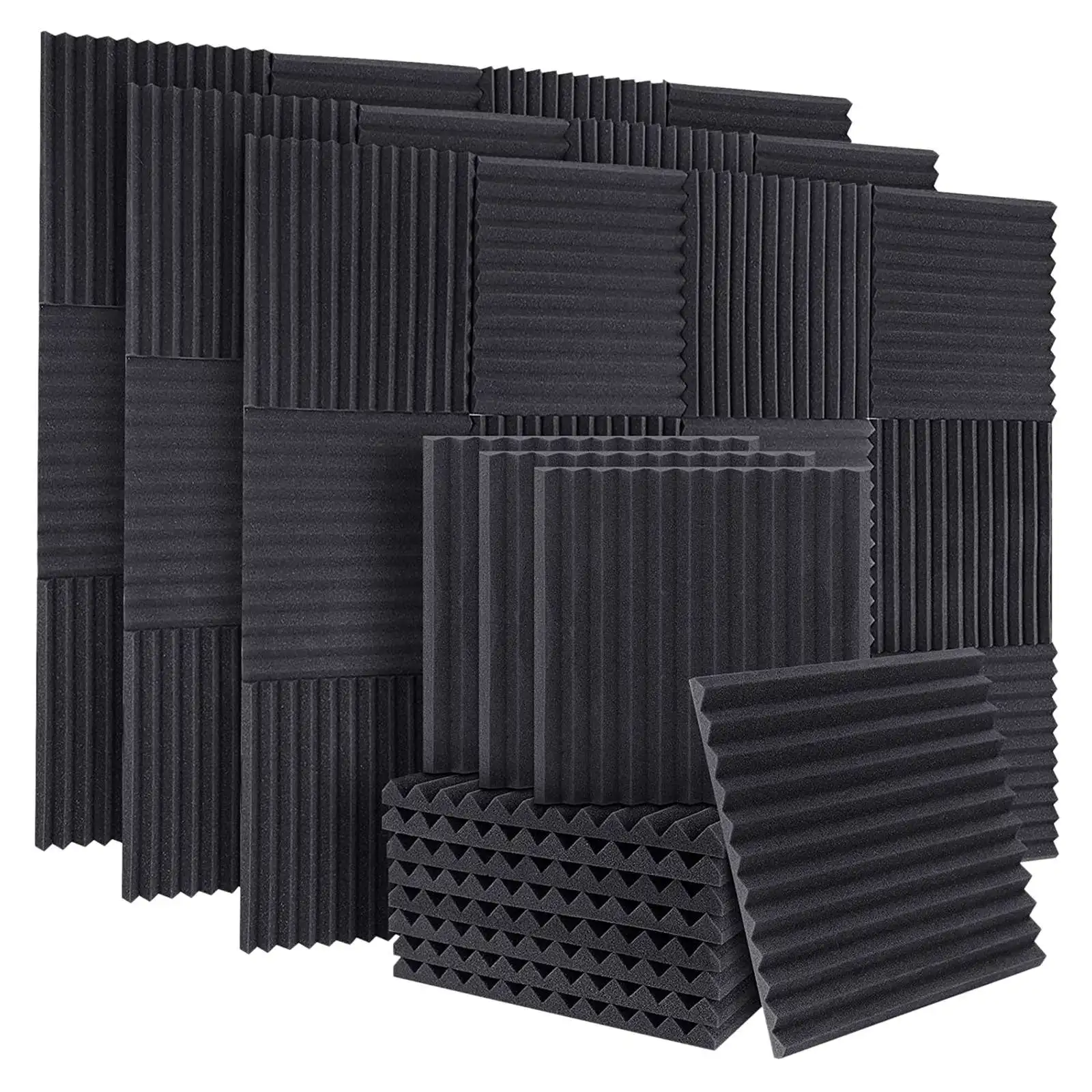 

50Pcs Acoustic Soundproof Foam Sound Absorbing Panels Sound Insulation Panels Wedge for Studio Walls Ceiling,1X12X12Inch