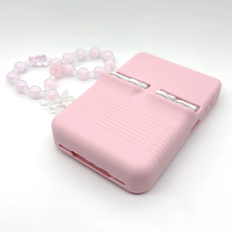 Pink Cute Silicone Protective Case with Lanyard and Button Cover for Handheld Game Console - Adorable Kids Gift