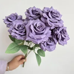 Diamond Roses Bouquet - Elegant Artificial Flowers for Home and Wedding Decor (Purple)