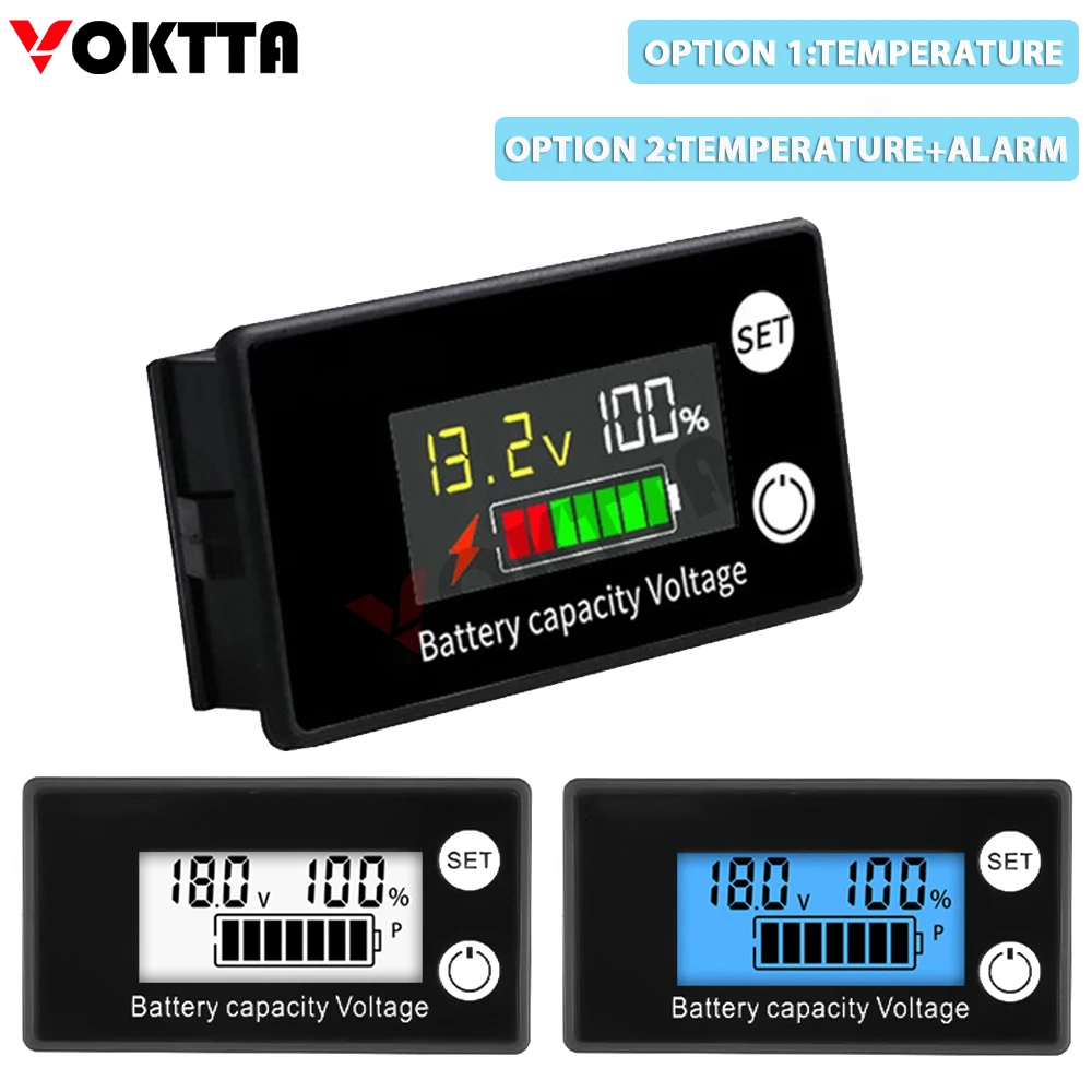 Voltage Tester DC8-100V Battery Capacity Indicator LCD Digital Electricity Meter Lead-acid Lithium LiFe PO4 for Car Motorcycle
