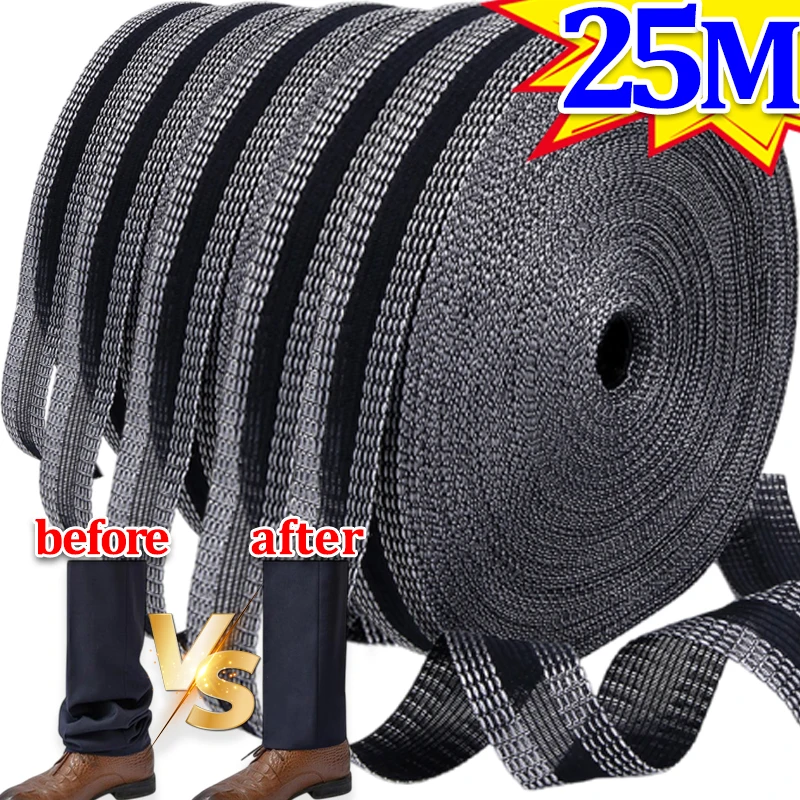 Self Adhesive Tape Self Adhesive Fabric Tape 1/25M Self-Adhesive Pant Paste Tape for Trousers Patch Legs Pants Edge Shorten Sewing Tool Clothing Iron-on Hem DIY Fabric Tape