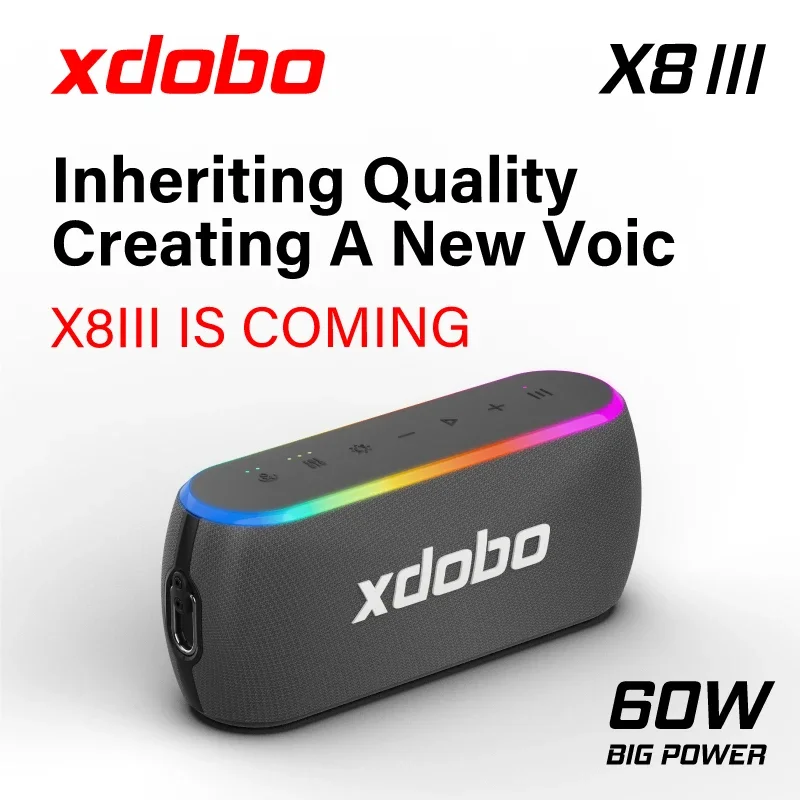 XDOBO X8 III 60W RGB Light Bluetooth Speaker Wireless Column TWS Stereo Subwoofer Sound Box Support Power Bank Function 4
