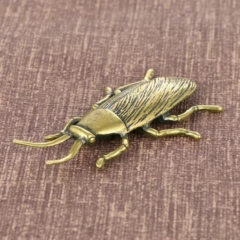 Brass Insect Cockroach Figurines Miniatures Solid Tea Pet Funny Crafts Collection Desktop Small Ornaments