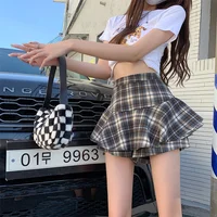 Tiered Mini Skirt Y2K High Waist Tartan Ruffled Plaid Skirt Skort Women Aesthetic Outfit - Image 4