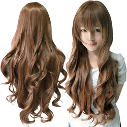 Sky Blue Curly Cosplay Wig for Girls - Perfect for Halloween and Anime Costumes (Brown)