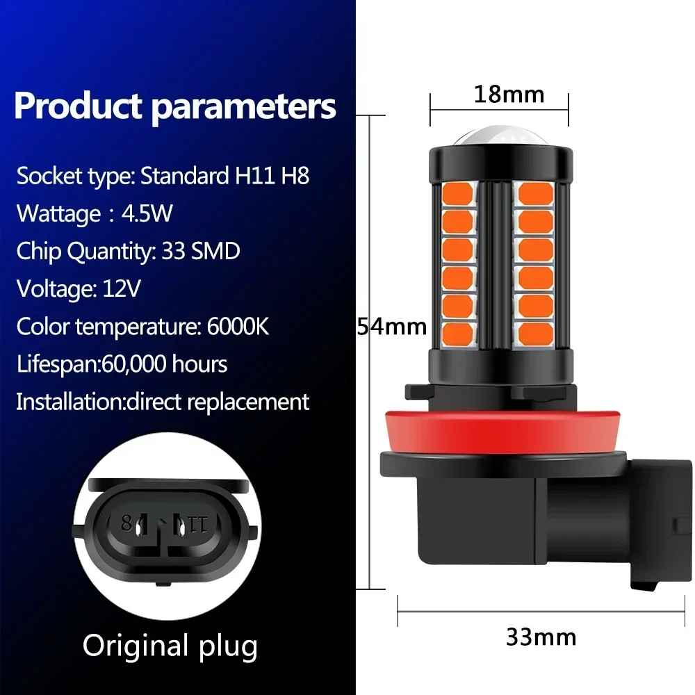 H11 H8 H4 H7 9005 9006 LED Fog Light Bulbs Extremely Bright Car DRL Driving Fog Lights 5730 33SMD 12V White/Amber/Red/Blue/Pink led light led bulb led fog light fog and headlight bulbs