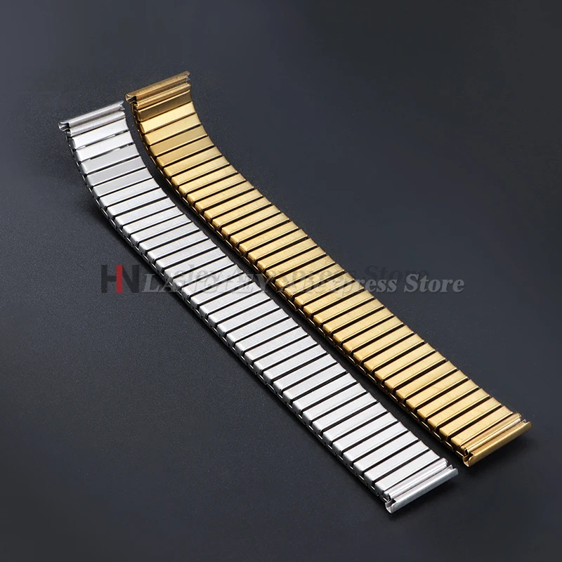 Elegant Stainless Steel Stretch Watch Band - Silver & Gold - Unisex Sport Bracelet Strap