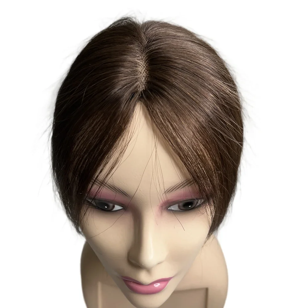Handmade Swiss Lace Human Hair Toppers Clip on Bangs Fringe Hairpieces Natural Hair Extension For Women Remy human hair toppers