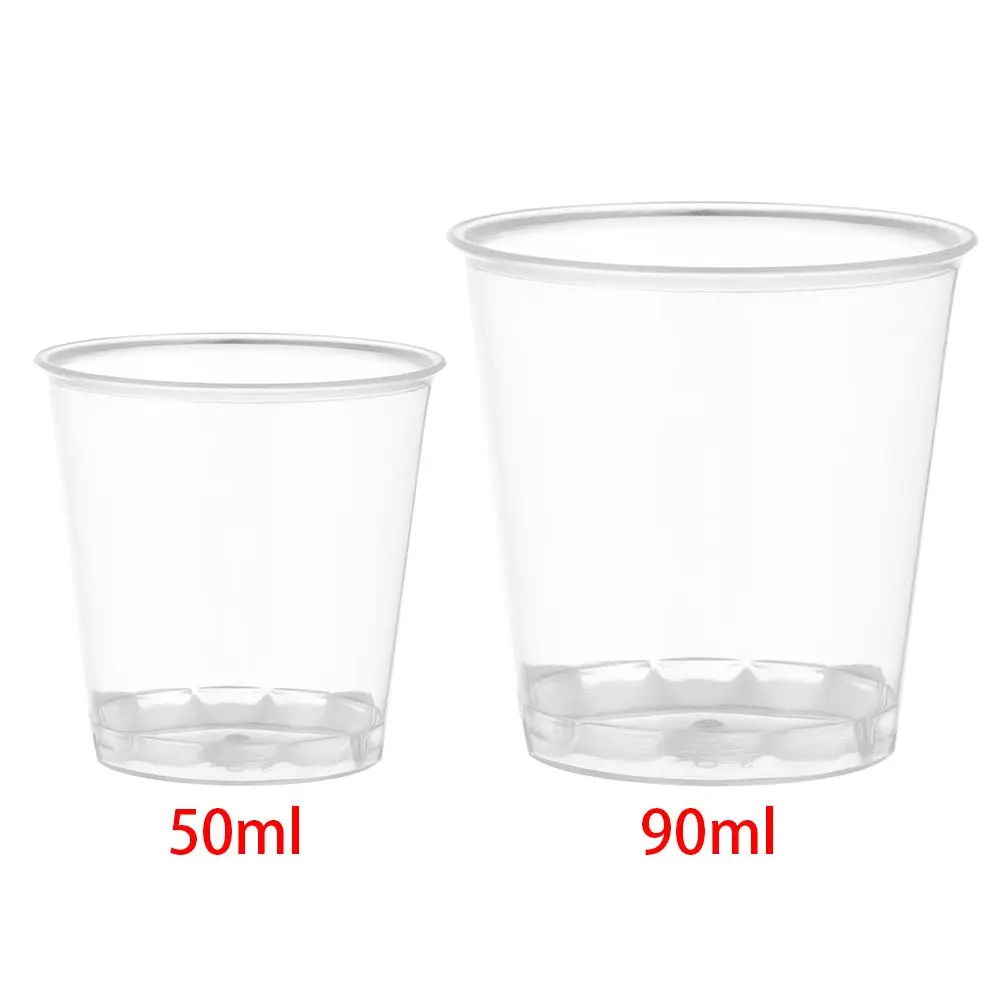 30/50X Round Plastic Transparent Cupcake Reusable Plastic Shot Glasses Dessert Cups Disposable Glass Drinks