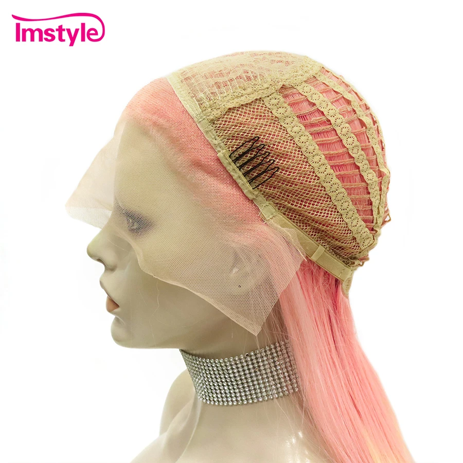Imstyle Rainbow Synthetic Lace Front Wig Long Straight Multicolor Wigs Colorful Wigs For Women Cosplay Party Wig Heat Resistant