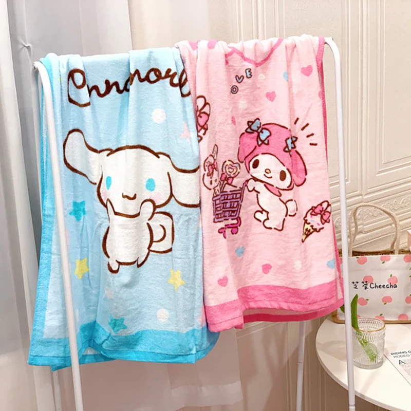 Sanrio Hello Kitty Melody Kuromi Cinnamoroll Girl банное полотенце с мультяшным принтом милое Kawaii