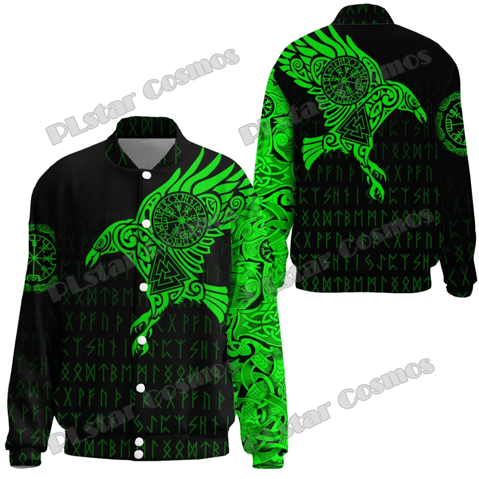 The Raven Of Odin Tattoo Red 3D Printed Fashion Men's Thicken Stand-Collar Jacket Unisex Casual Winter Baseball Jacket FX45