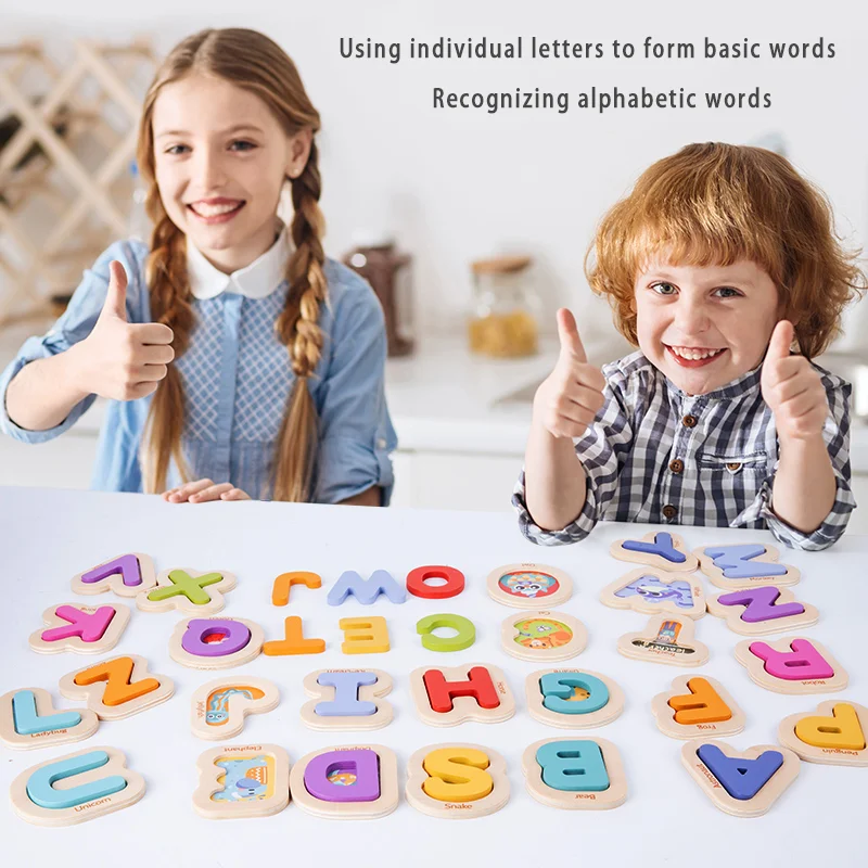 Wooden Children's Alphabet Matching Puzzle, Early Childhood Education, English Enlightenment, Educational Toys 2