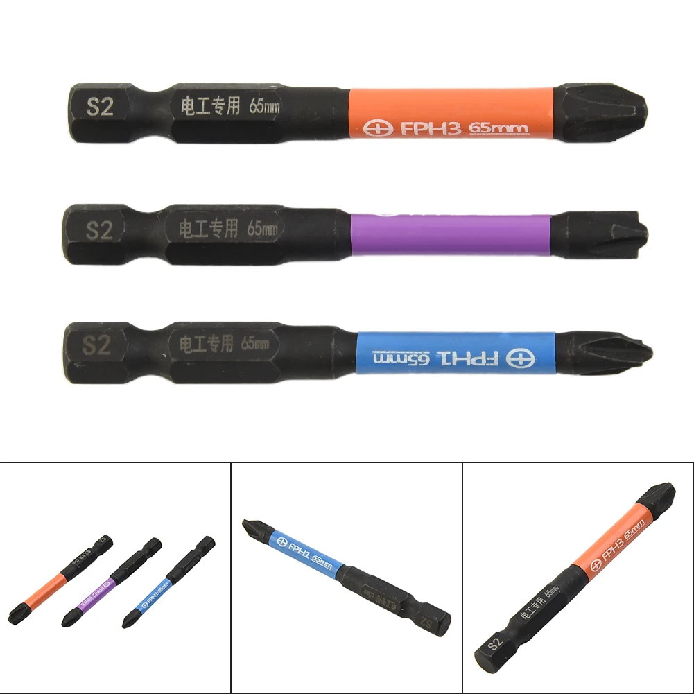 

3pcs Cross Screwdriver Bit Magnetic Special Slotted Cross Screwdriver Bit For Electrician PH1PH2PH3 65mm Socket Switch Hand Tool