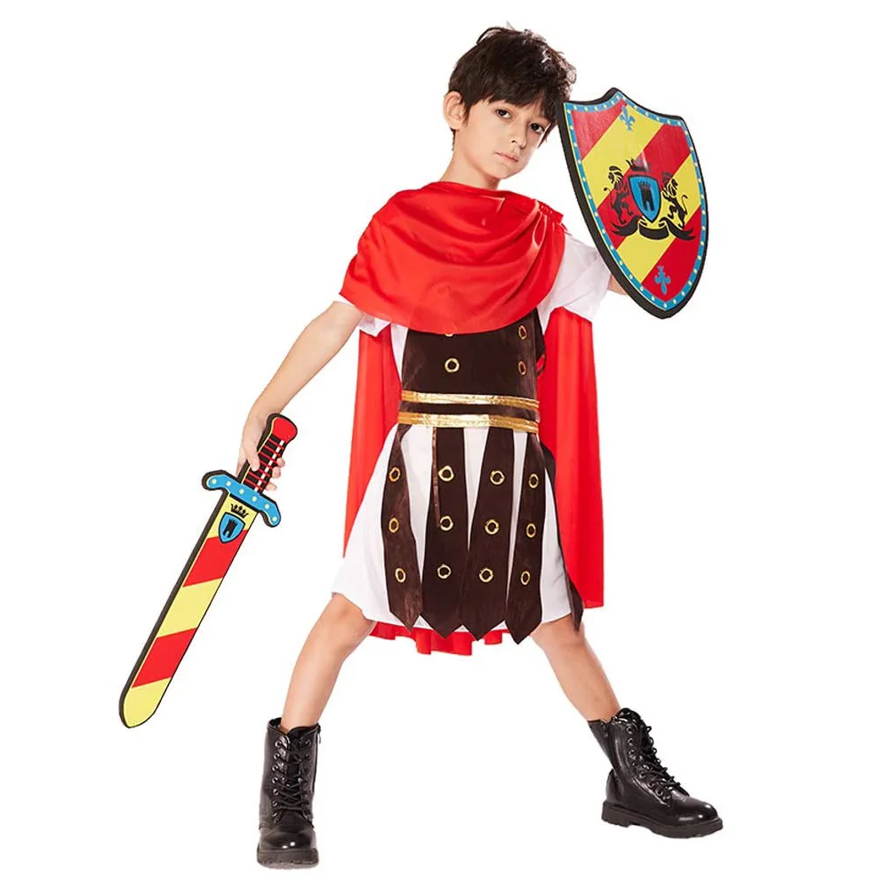 

Medieval Royal Knight Warrior Robe Cloak Halloween Cosplay Outfit Boys Roman Gladiator Costume Carnival Easter Purim Fancy Dress