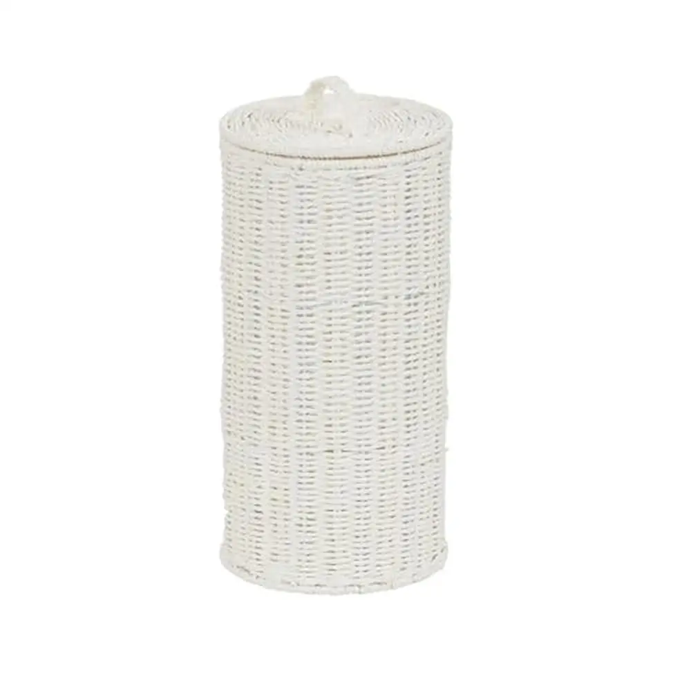 

Paper Rope Toilet Roll Holder Large Rolls Hand-Woven Strength & Softness Store Extra Tissue Painted Steel Fits 7Dia Rolls