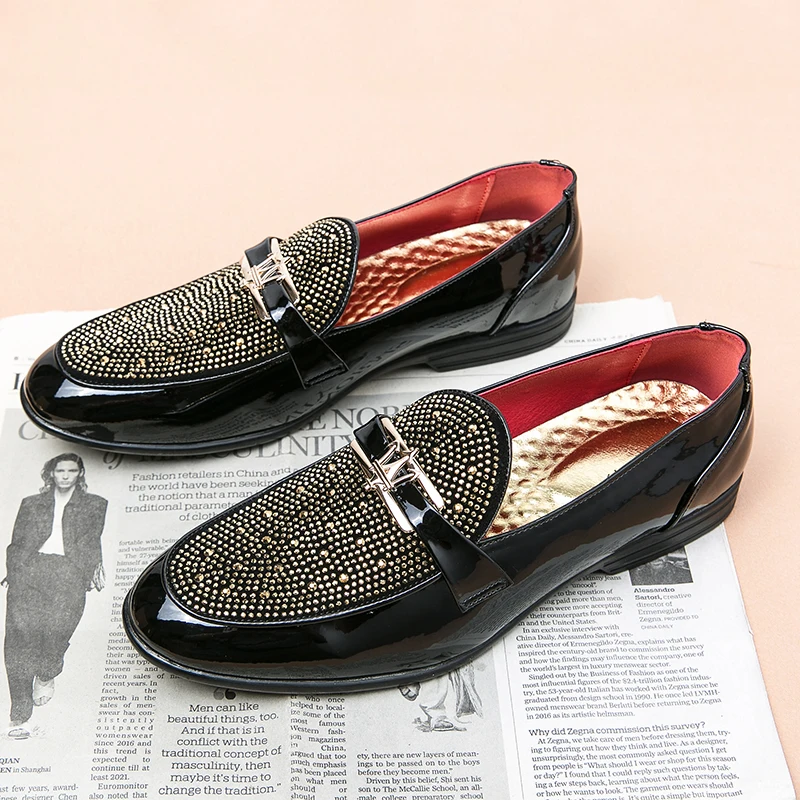 

Italian Brand Men's Genuine Leather Shoes Pointed Casual Shoes Party Men's Dress Shoes Soft Soles Loafers Big Size：38-47