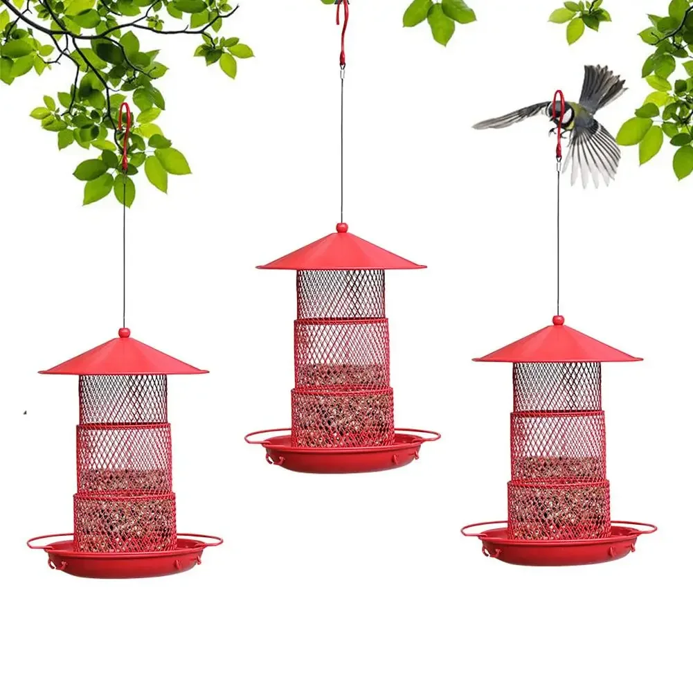 3LayersGazeboHangingWildBirdFeederOutdoorContainerwithIron