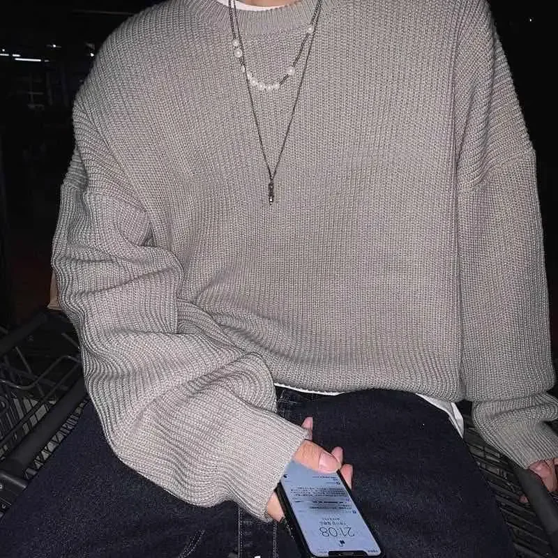 Basic Sweater Men's Round Neck Sweater Knit Pullover