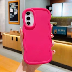 Cute Candy Wavy Silicone Case - Soft Back Cover for Samsung Galaxy Series (Rose red)