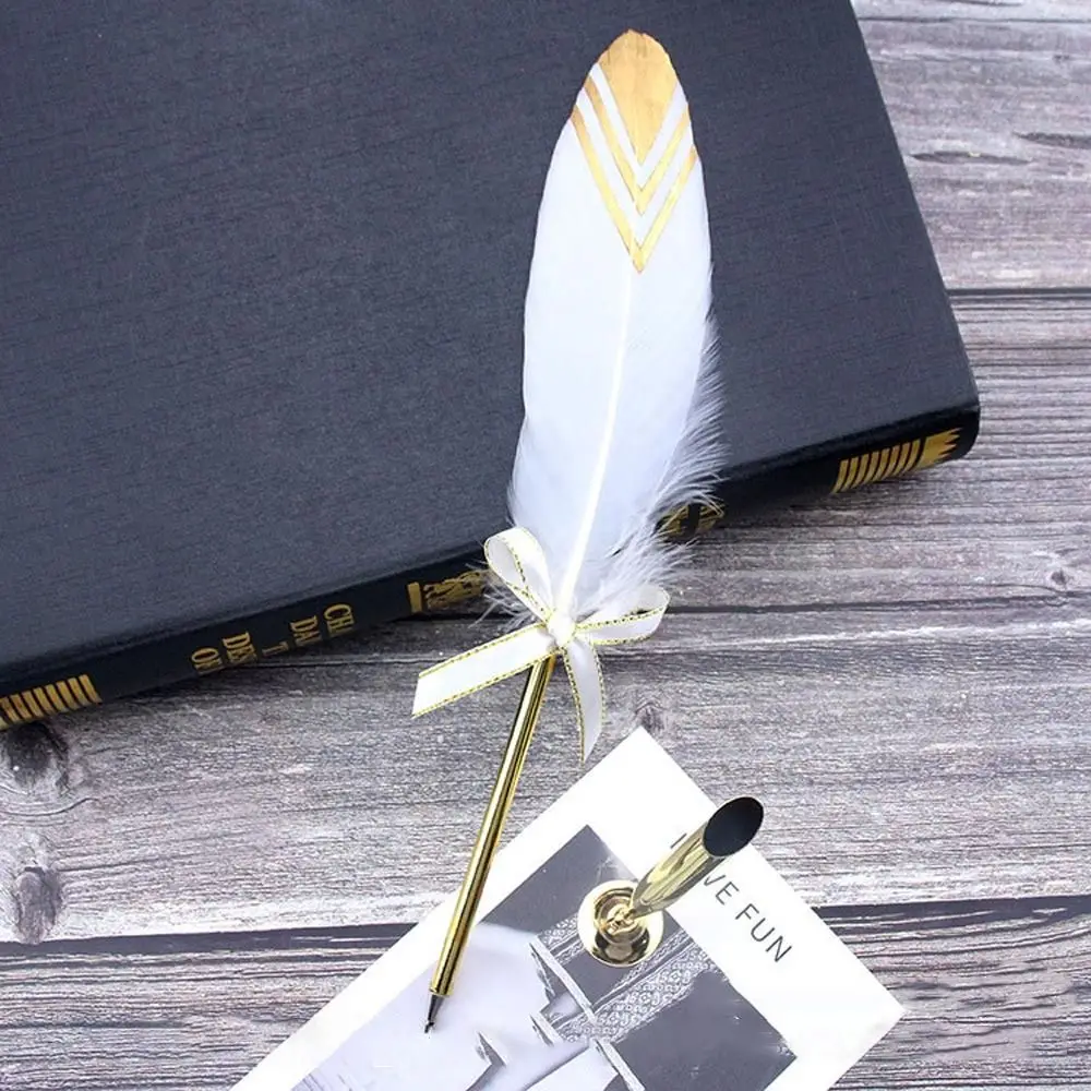 European Style Retro Feather Ballpoint Pen Christmas Gifts  Writing Tool Golden Feather Pen Novelty Stationery