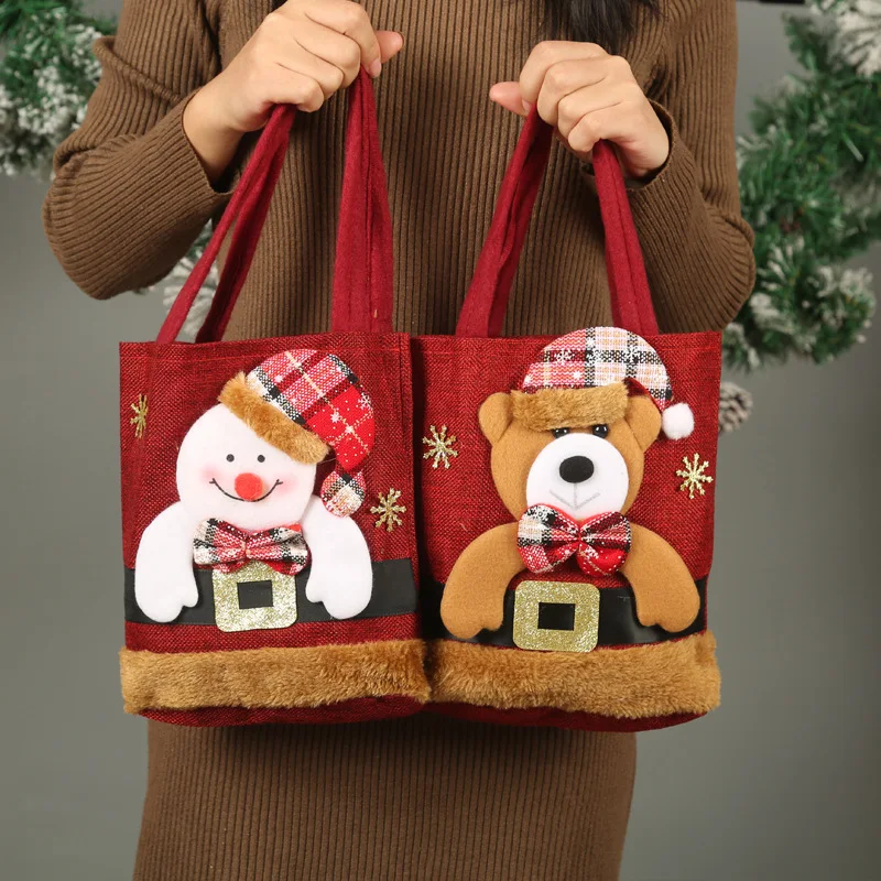 Christmas Decorations Cartoon Santa Claus Snowman Elk Gift Bag Merry Christmas Decor Children's Gift Bag Candy Xmas Handbag gift bags christmas gift bags