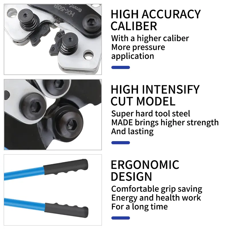 Portable Cable Manual Crimping Tool HX-50B Crimping Pliers 6-50mm²/ AWG 10-0 Ferrule Terminal Crimper Hexagonal Wiring Pliers image 3