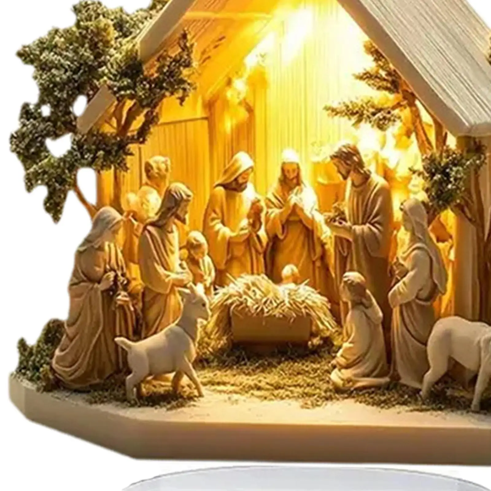 Christmas Nativity Scene Figurine Holiday Statue Desk Acrylic Table Ornament nativity scenes for christmas table Centerpiece christian statue home decor items