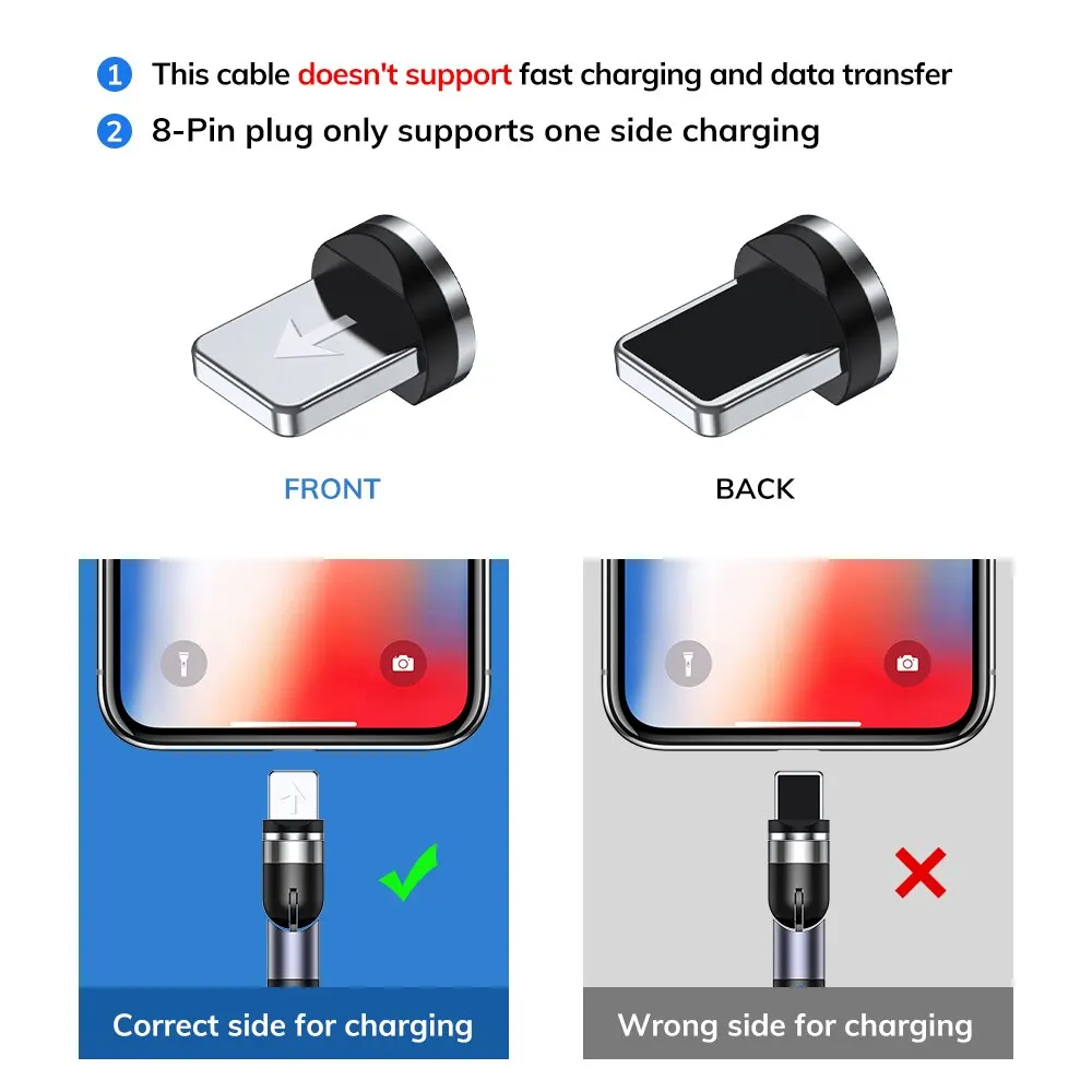 Charging Cable TOPK Magnetic Charging 3 in 1 Cable 540 Rotating Micro USB Type C Cable Magnetic Phone Charger 90 Angle Connector charging cable