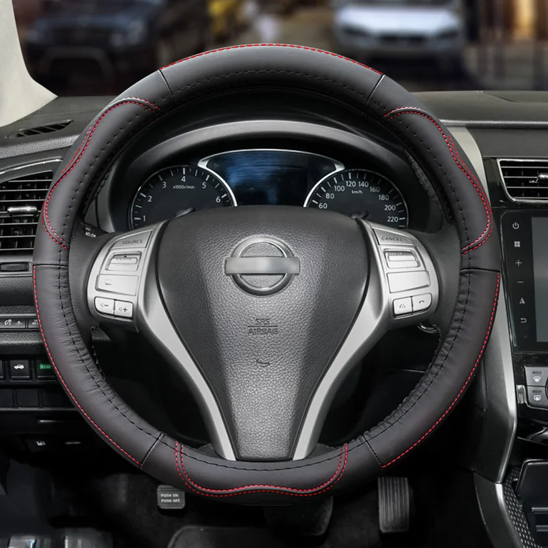 Coprivolante in pelle per tutte le stagioni - Coprivolante universale antiscivolo per auto Protezione per volante per auto in pelle - Image 3