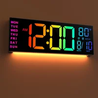 16" B Large Digital Wall Clock, Big LED Display with Remote, 8 RGB Color, Alarm, DST, Temperature for Living Room, Office 1