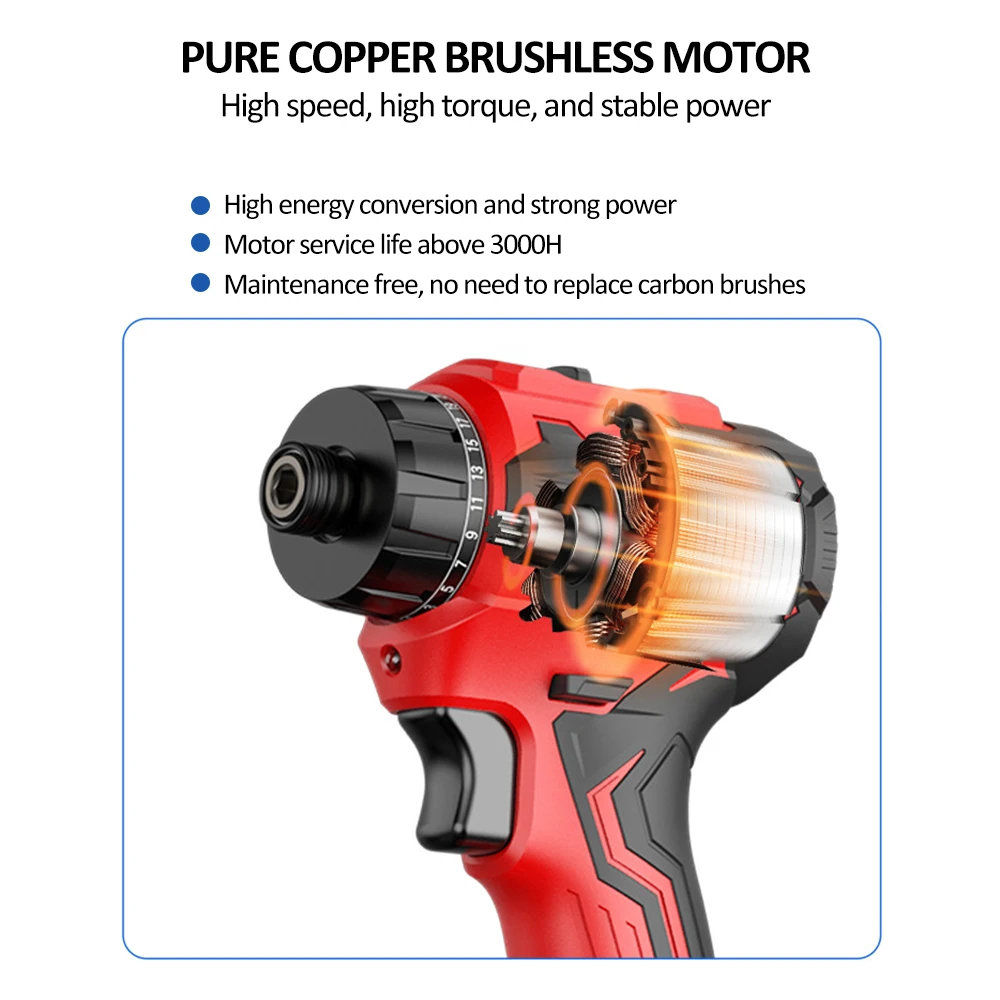 브러시리스 리튬 스크루 드라이버, 2 가지 속도 제어 모드, 수리 도구 키트, 전기 스크루 드라이버, 충전식 스크루 드라이버, 21V