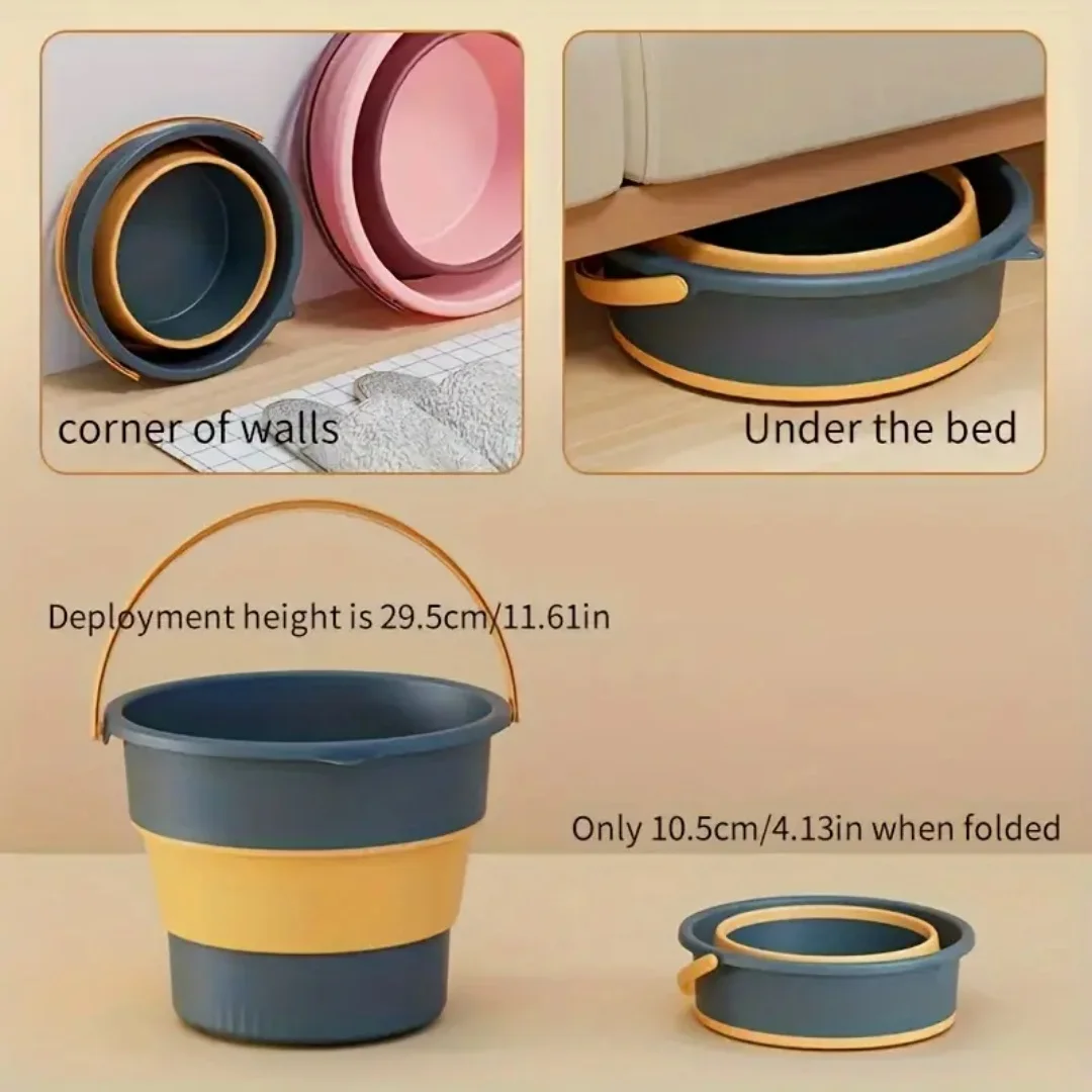 Multifunctional Collapsible Bucket for Fishing, Camping, Beach & Home Cleaning Durable Rubber, Space-Saving 1pc folding bucket