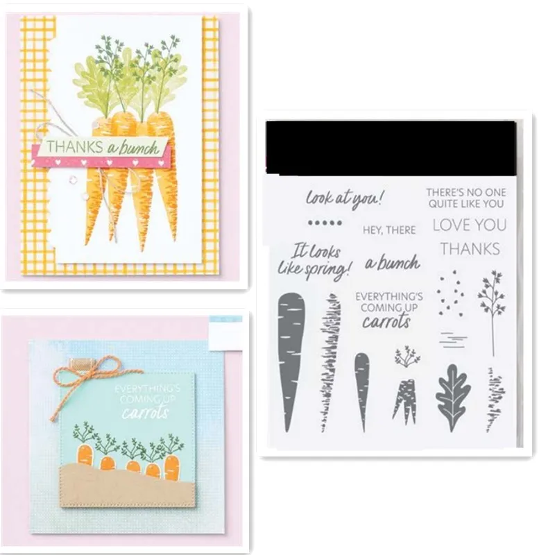 

Carrot Vegetables Metal Cutting Dies Clear Stamp Hands Account DIY Scrapbooking Cards Template Stencil Decor Dies Cut Stamps NEW