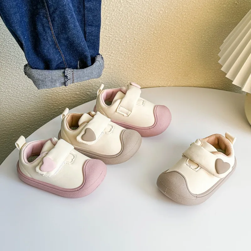 Baby Walking Shoes Toes Capped Toddler Casual Shoes Soft Bottom Non-slip 2026 New Fashion Kids Flat Shoes Hook&loop Sweet