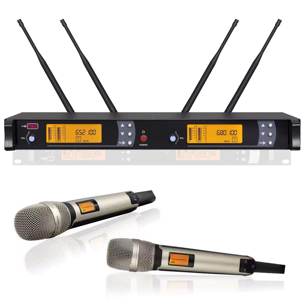 

Оригинальный беспроводной микрофон YAMAH 2 SKM 9000 UHF для караоке и сцены, 2 ручных микрофона цвета шампанского, системный микрофон для дома и караоке для ди-джея и церкви