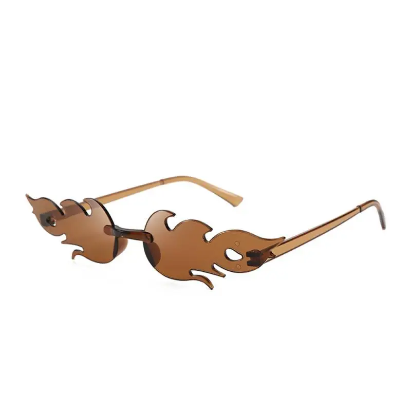 Fire Flame Sunglasses for Women Trendy Rimless Sunglasses Novelty Metal Frame UV400 Sun Glasses Party Cosplay Eyewear