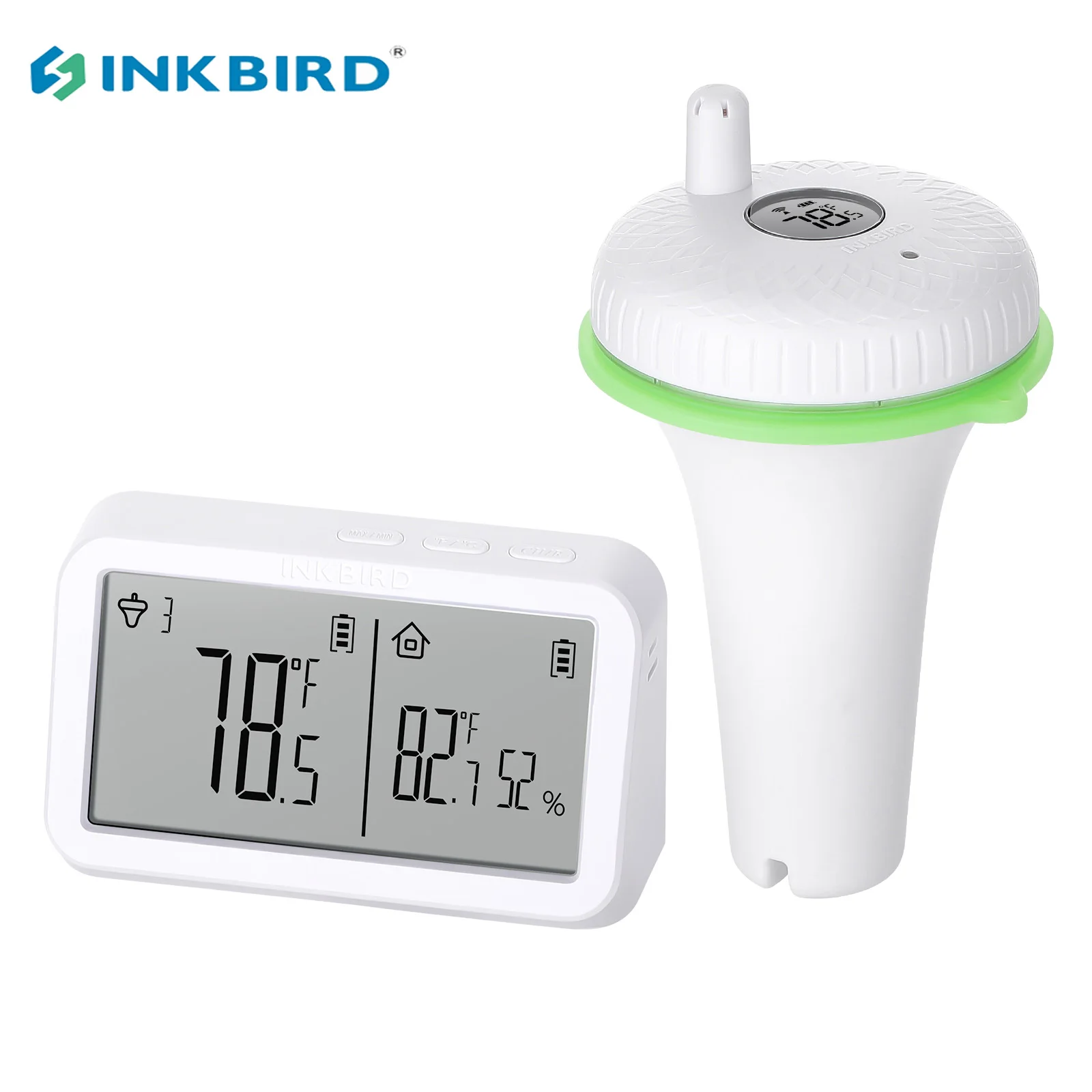 INKBIRD 2nd-Gen Wireless Floating Pool Thermometer Waterproof Temperature Humidity Monitor 3 Channels For Swimming Pool Hot Tubs