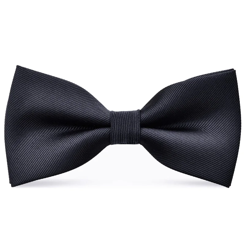 Men's Pure Color Striped Double Bow Tie - Elegant Fashion Accessory