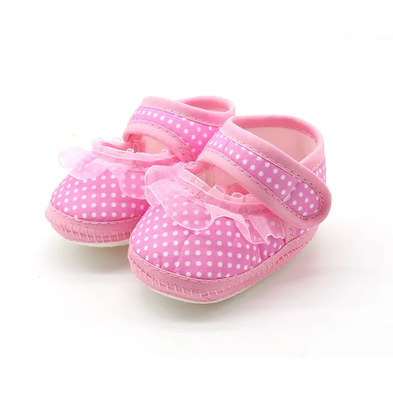Newborn Baby Shoes Dot Mesh Knot Soft Sole Walking Shoes Infant Baby Non-slip Cloth Bottom Shoes 2