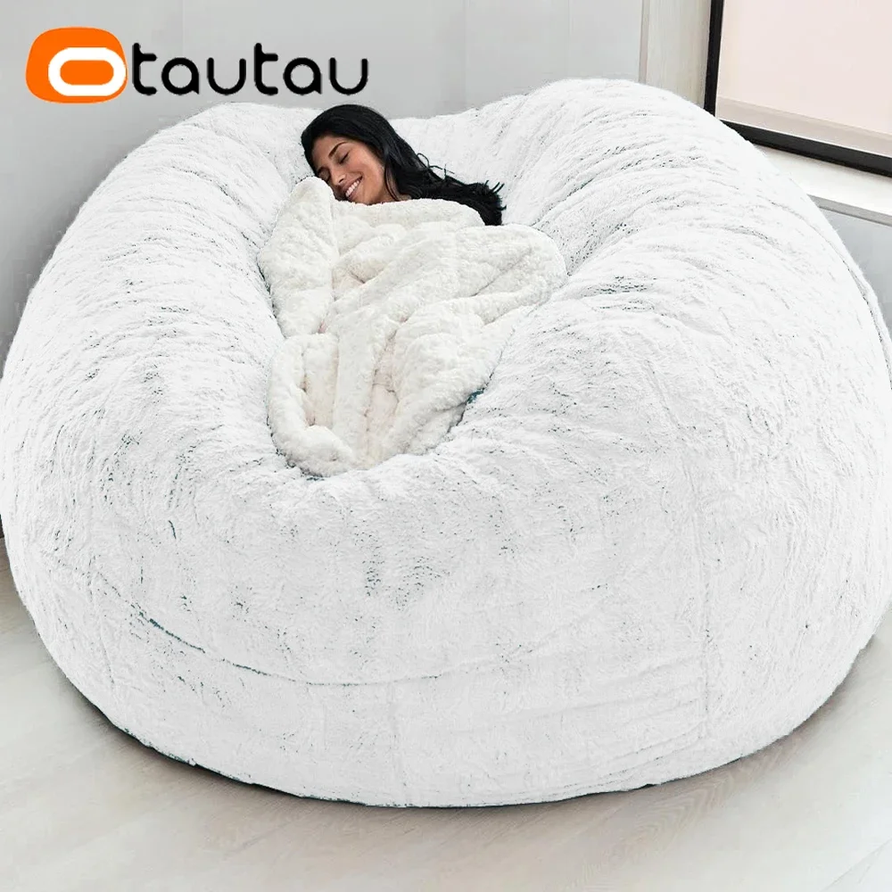Giant Bean Fluffy Bean Bag Chair Cover OTAUTAU Dropshipping 4/5ft
